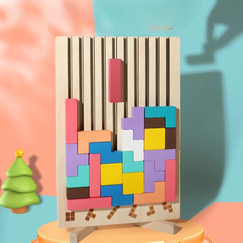 Schat & Elie™ LogicBlocks – Educatieve 3D Houten Puzzel